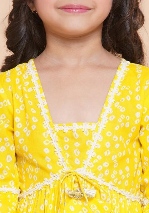 Yellow Bandhani Print Sharara With Kurta (Set of 2)