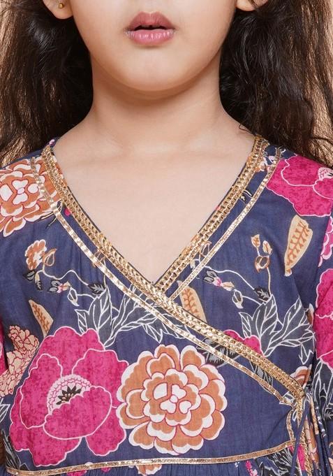 Pink Floral Print Sharara With Kurta (Set of 2)