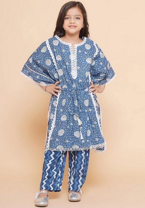 Blue Printed Kurta With Palazzo (Set of 2)