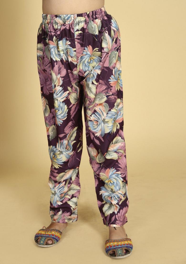 Wine Printed  Roman Slub Salwar Kameez With Dupatta For Girls