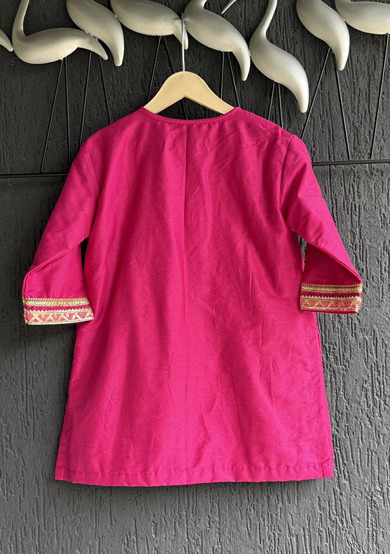 Marigold Printed Cotton Kurta Set For Girls - Indya