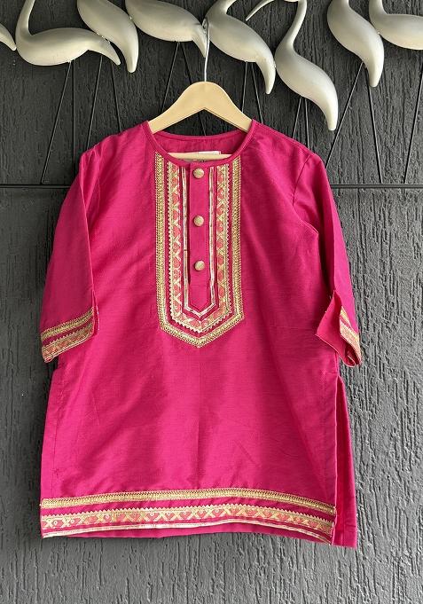 Marigold Printed Cotton Kurta Set For Girls