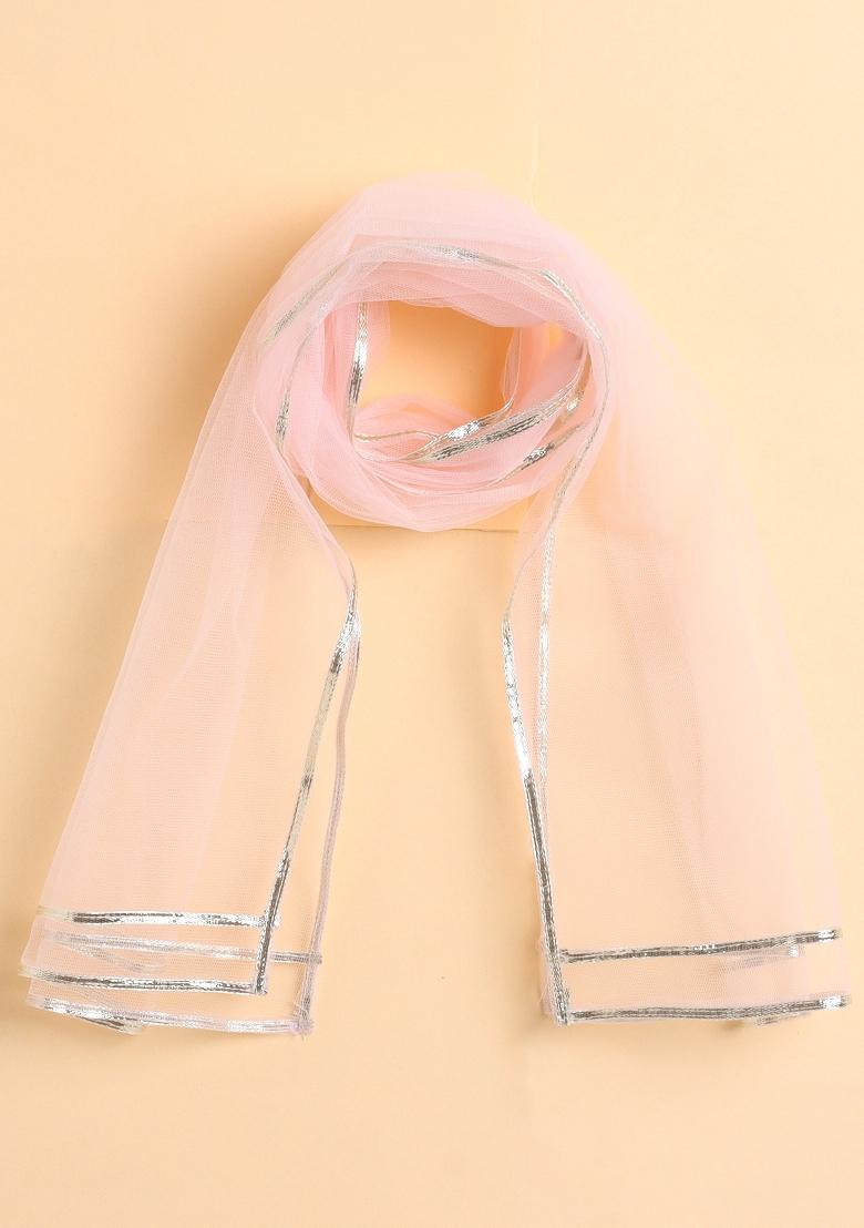 Peach Embellished Cotton Kurta Set For Girls - Indya