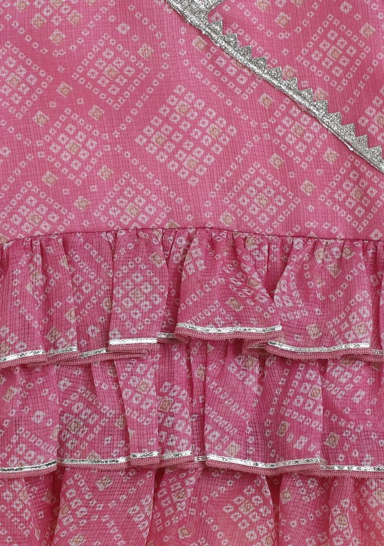 Pink Printed Blended Co Ord Set For Girls - Indya