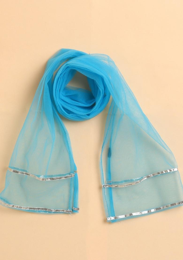 Blue Printed Cotton Kurta Set For Girls - Indya