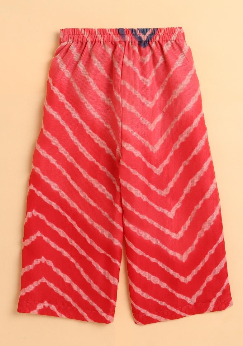 Blue Printed Blended Waist Coat With Palazzo For Girls - Indya