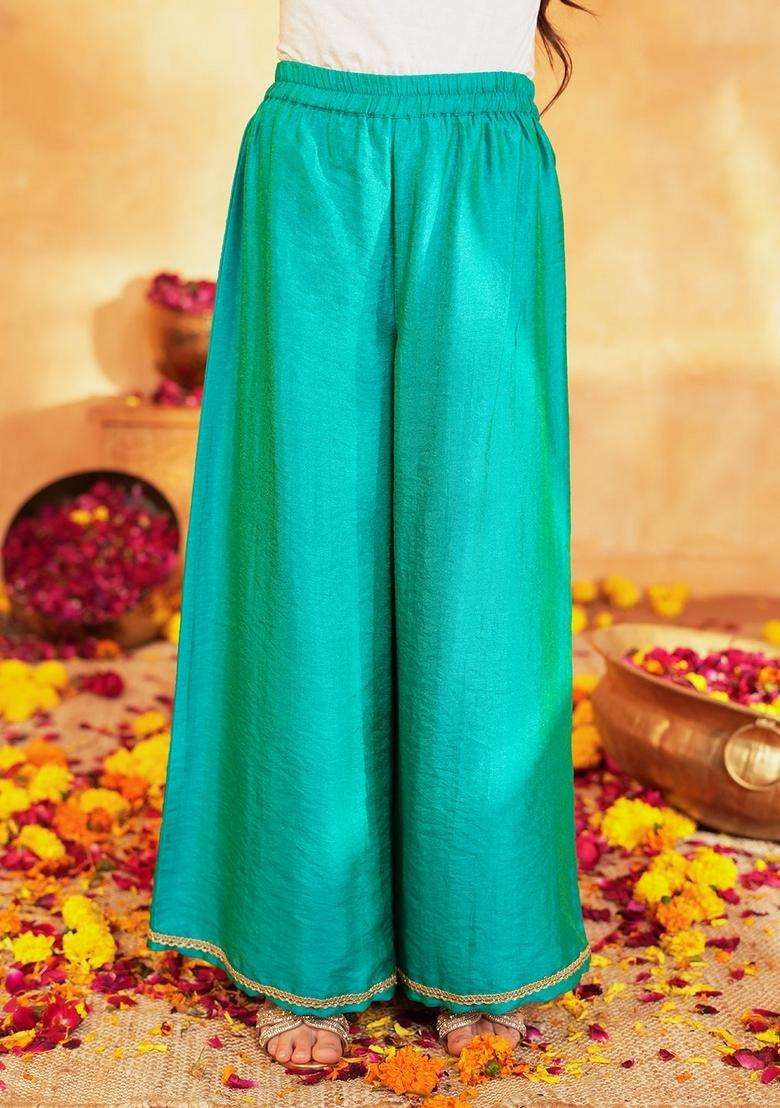 Orange Woven Polyester Kurta set For Girl - Indya