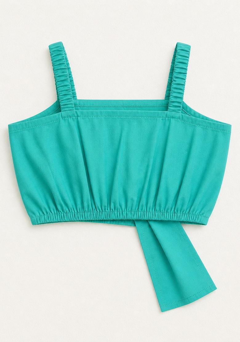 Turquoise Solid Cotton Sets And Suits For Girls - Indya