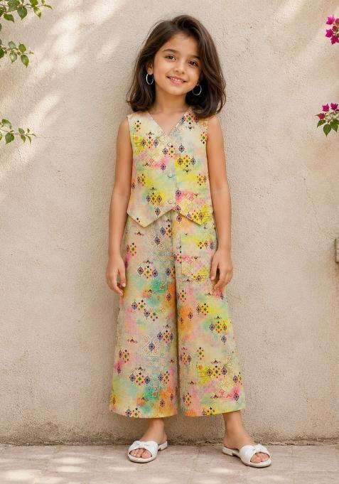 Multicolor Printed Polyester Sets And Suits For Girls