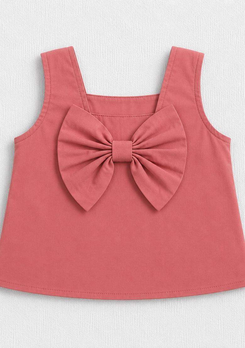 Peach Embellished Poplin Sets And Suits For Girls - Indya