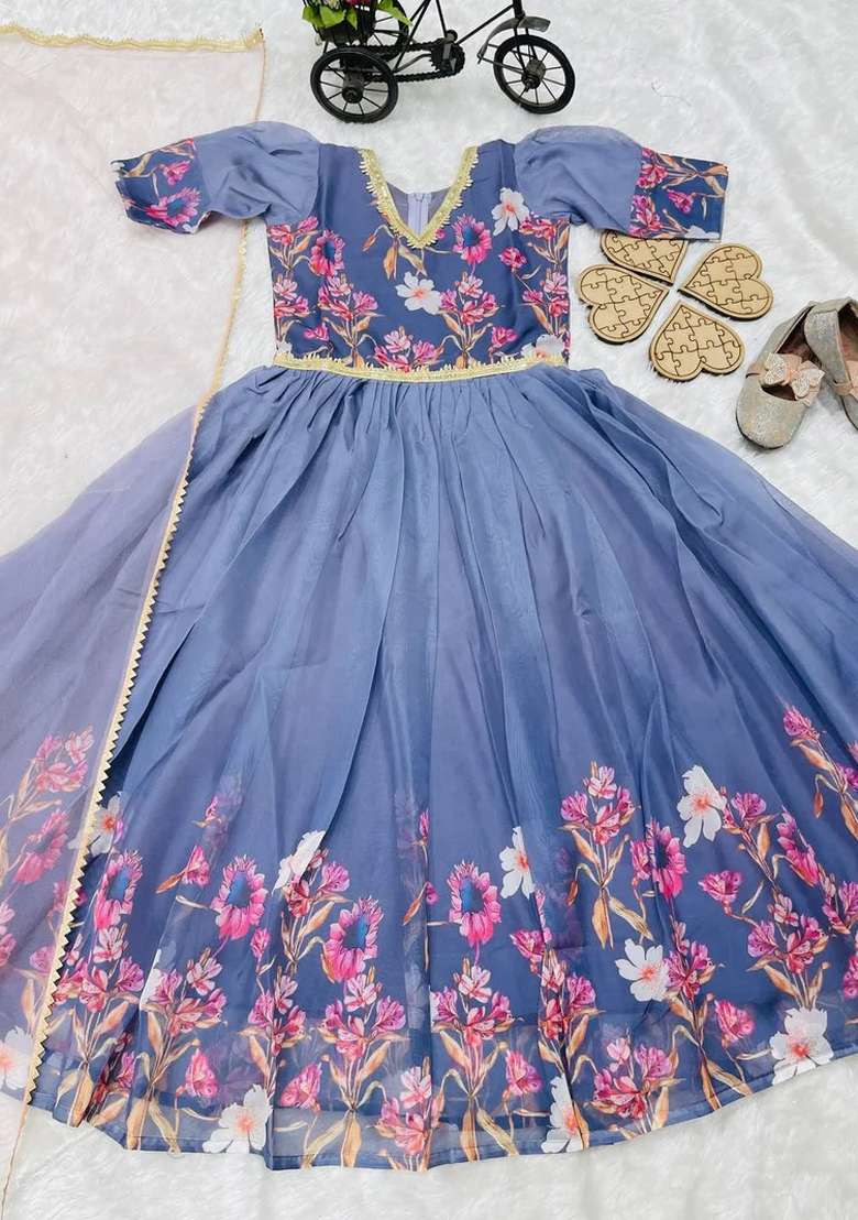 Multicolor Printed Silk Sharara Set For Girls - Indya