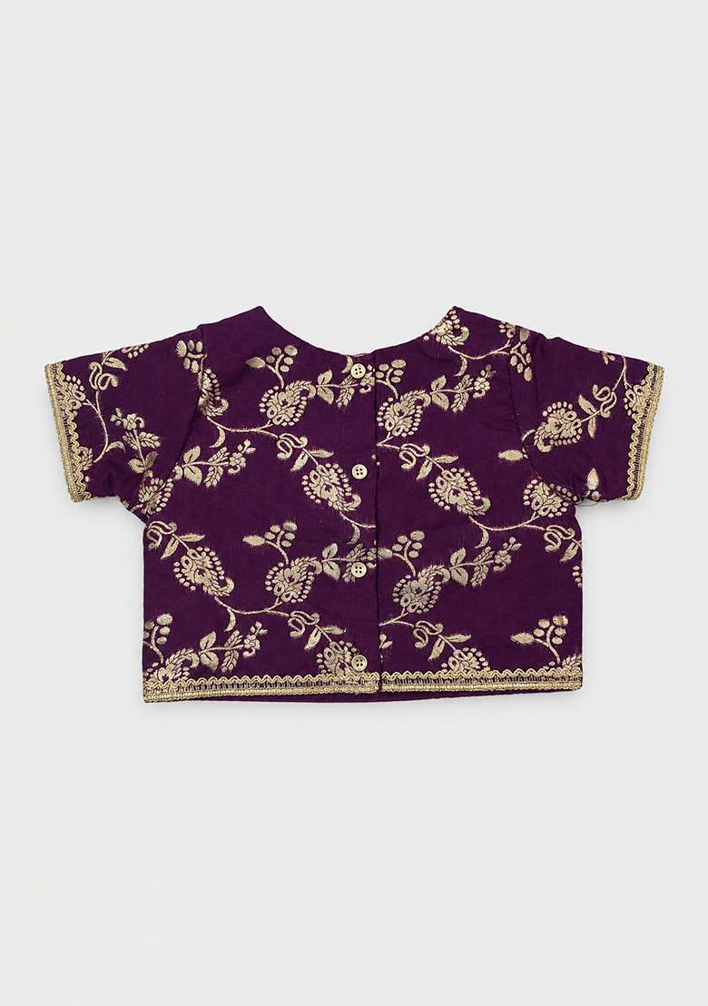 Purple Lace Jacquard&nbsp; Lehenga Set For Girls - Indya