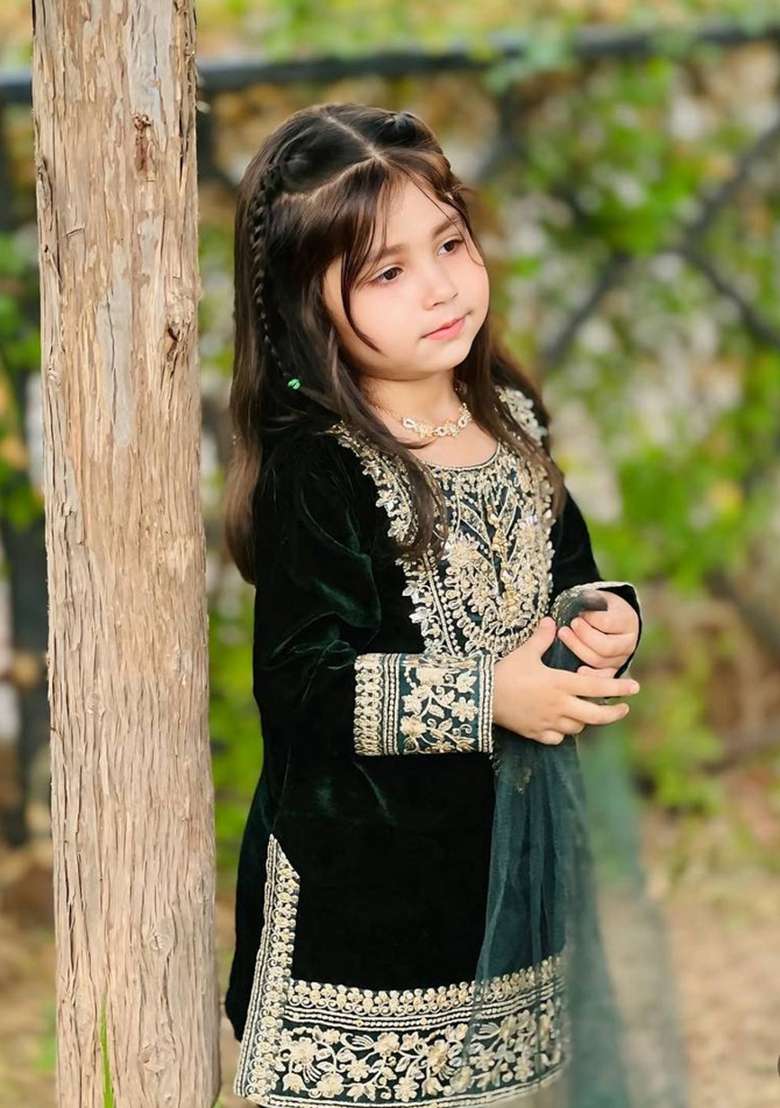 Green Embroidered Viscose Salwar Suits For Girls - Indya