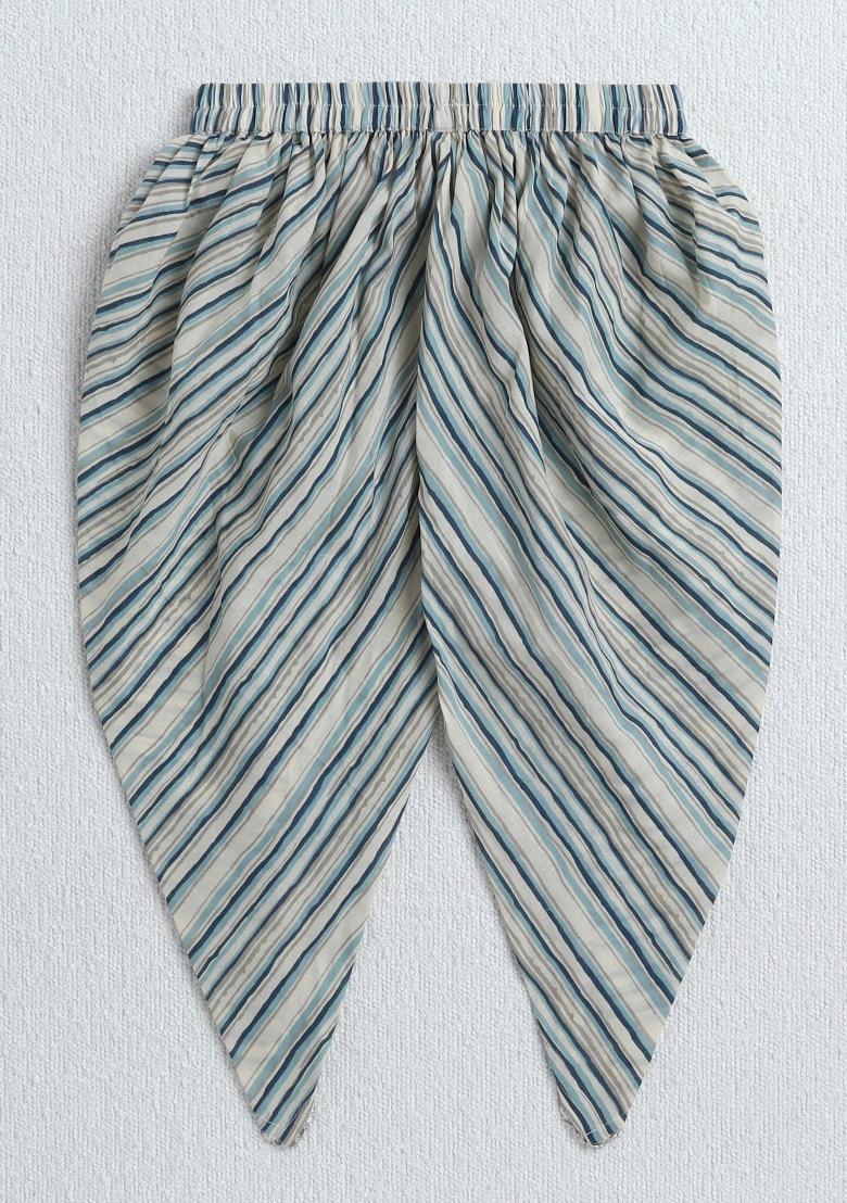 Off White Printed Cotton Ethnic Set For Girls - Indya