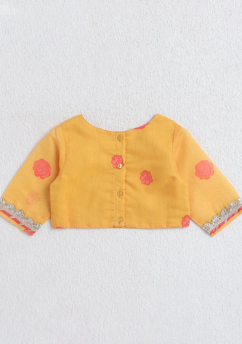 Yellow Printed Polyester Ethnic Set For Girls - Indya