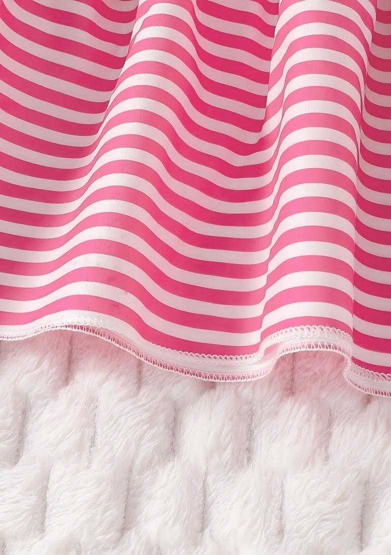 Red Printed Polyester Blend Dress For Girls - Indya