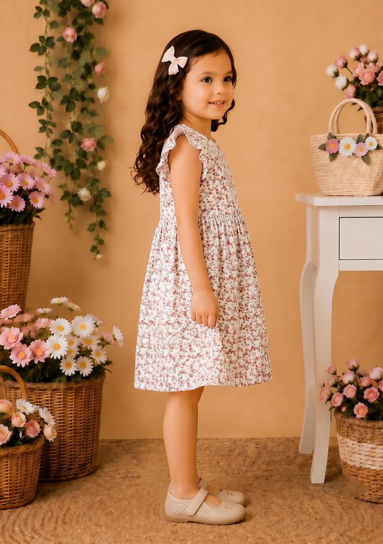 Multicolor Printed Viscose Dress For Girls - Indya