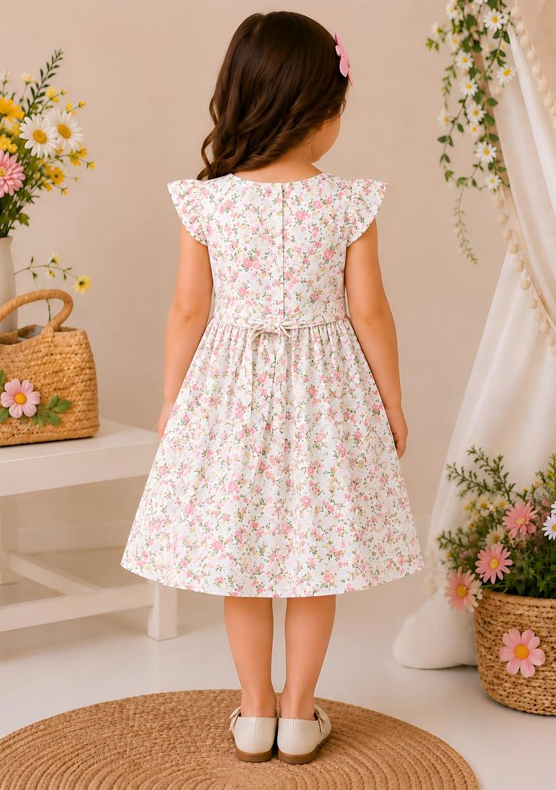 Multicolor Printed Viscose Dress For Girls - Indya
