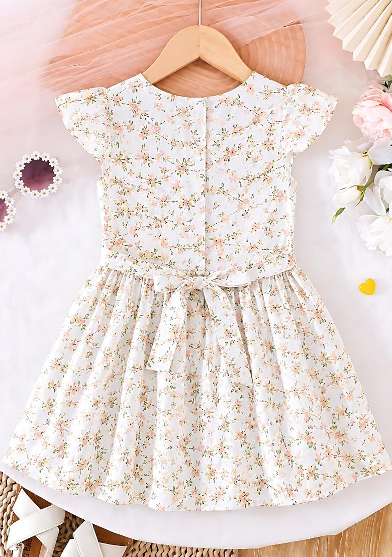 Multicolor Printed Viscose Dress For Girls - Indya