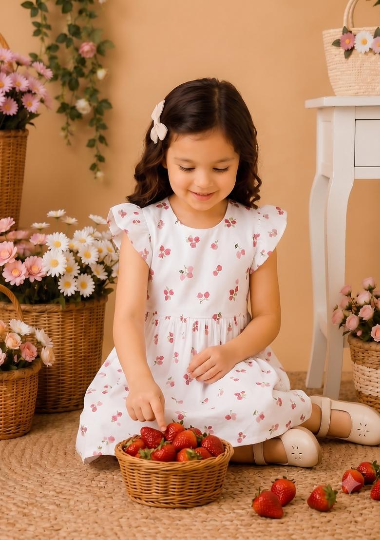 Multicolor Printed Viscose Dress For Girls - Indya