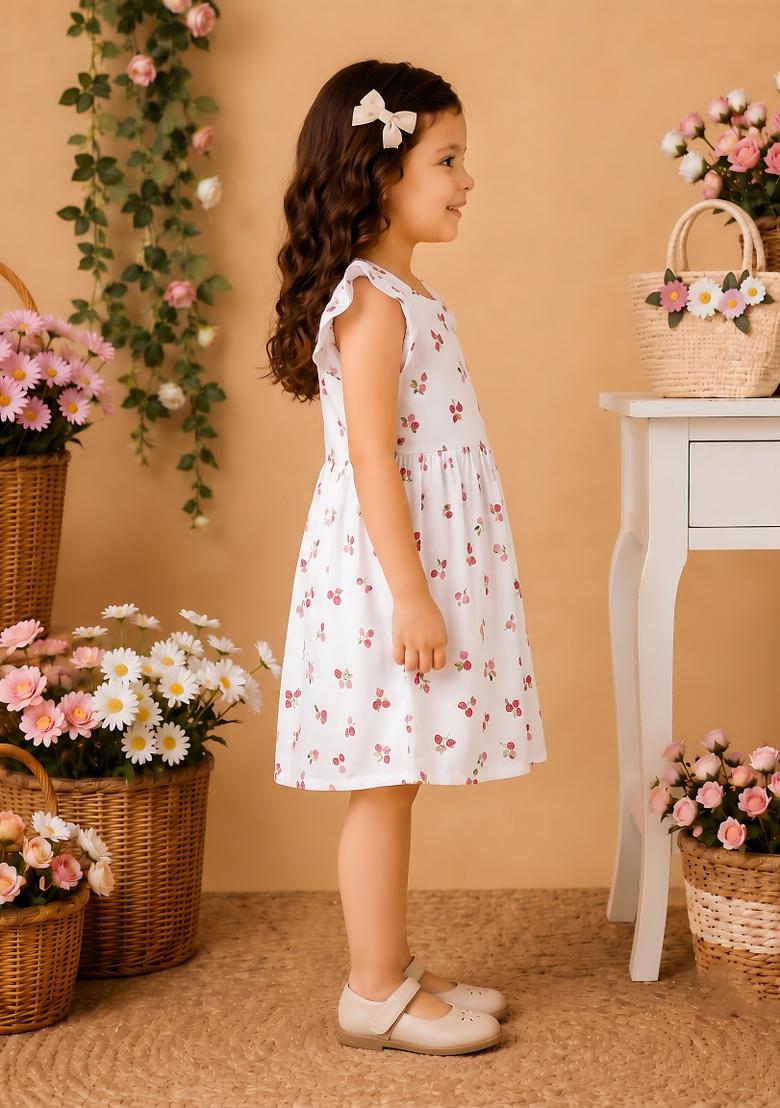 Multicolor Printed Viscose Dress For Girls - Indya