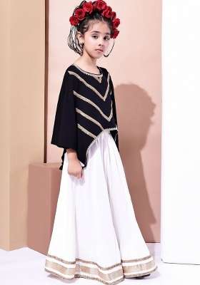 Black Solid Viscose Co Ords Set For Girls