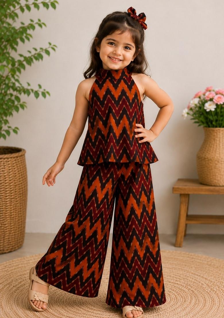 Multicolor Printed Cotton Co Ord Set For Girls - Indya