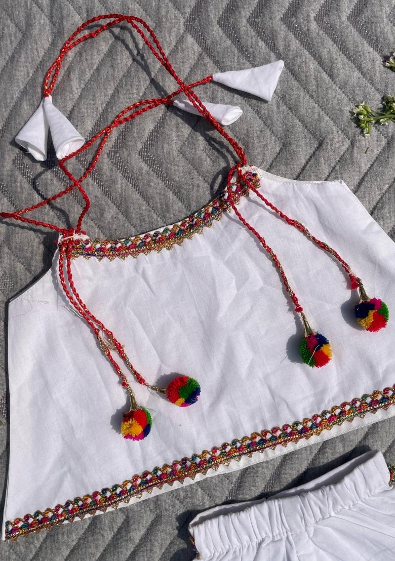 White Cotton Co Ord Set For Girls - Indya
