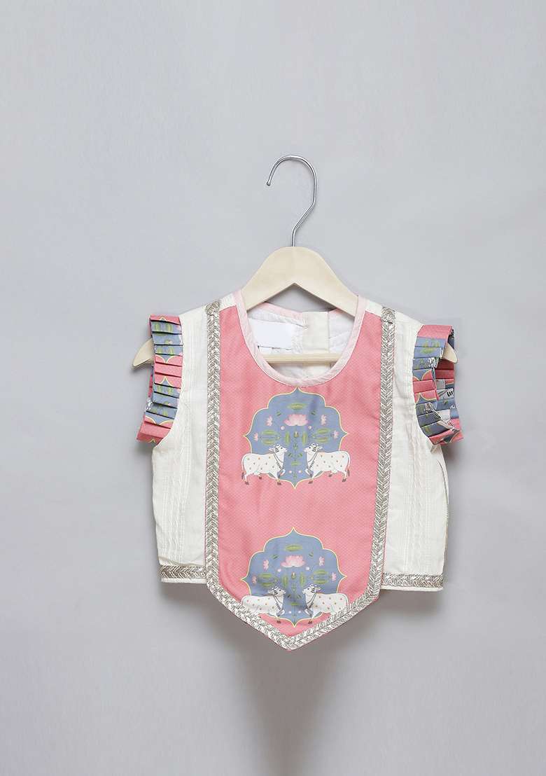 Pink Printed Cotton Kurta Set For Girls - Indya