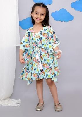 Blue Tiger Print Kaftan For Girls