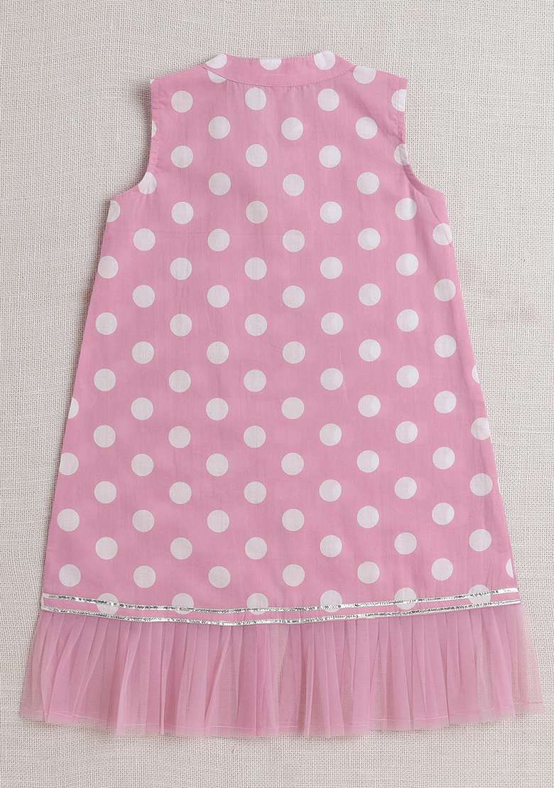 Pink Printed Rayon Kurta Set For Girls - Indya