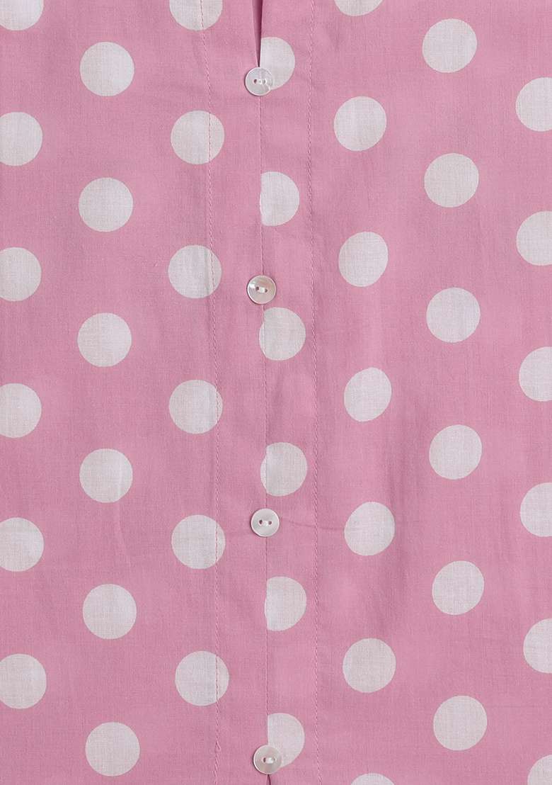 Pink Printed Rayon Kurta Set For Girls - Indya