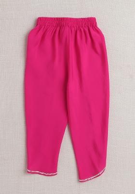 Purple Stripes Polyester Kurta Set For Girls