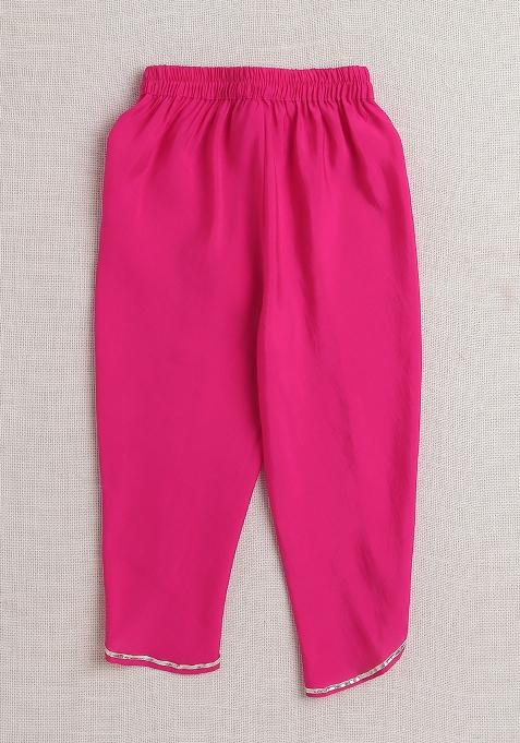 Purple Stripes Polyester Kurta Set For Girls