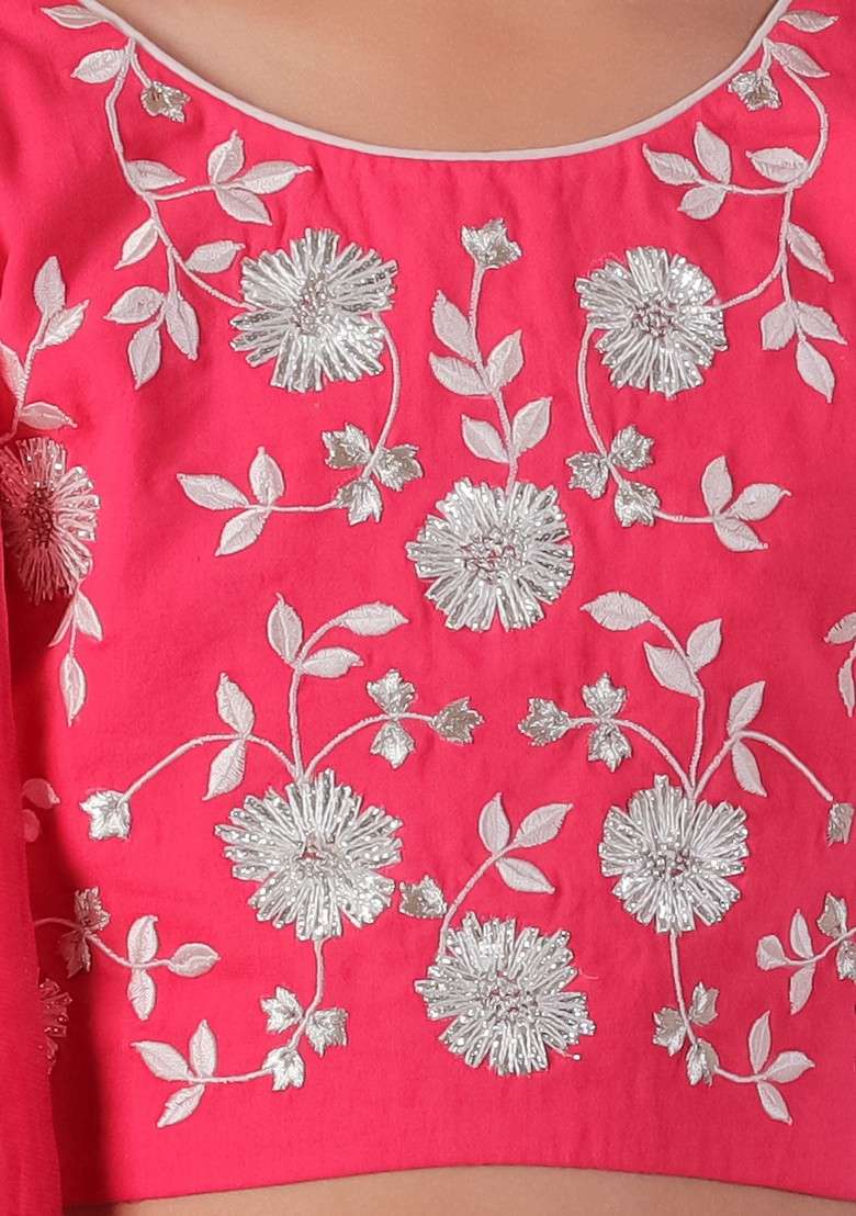 Red Printed Lehenga With Blouse And Dupatta (Set of 3) - Indya