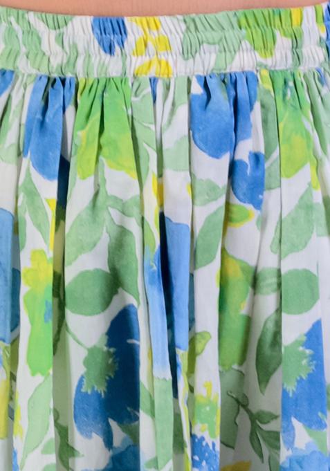 Green Jaipuri Print Lehenga With Blouse And Dupatta (Set of 3)