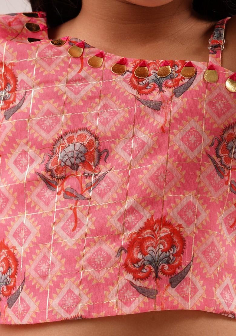 Pink Digital Print Embroidered Lehenga With Blouse (Set of 2)