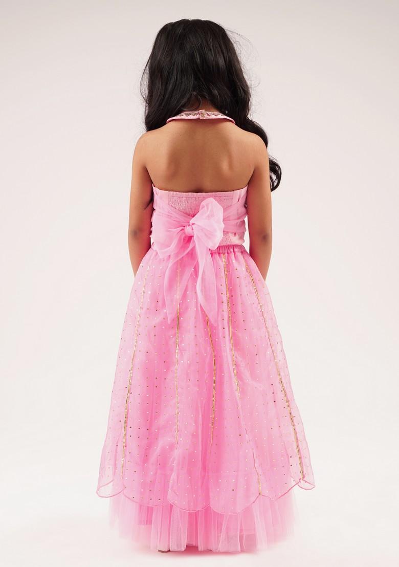 Pink Embroidered Ghagra With Blouse (Set of 2)