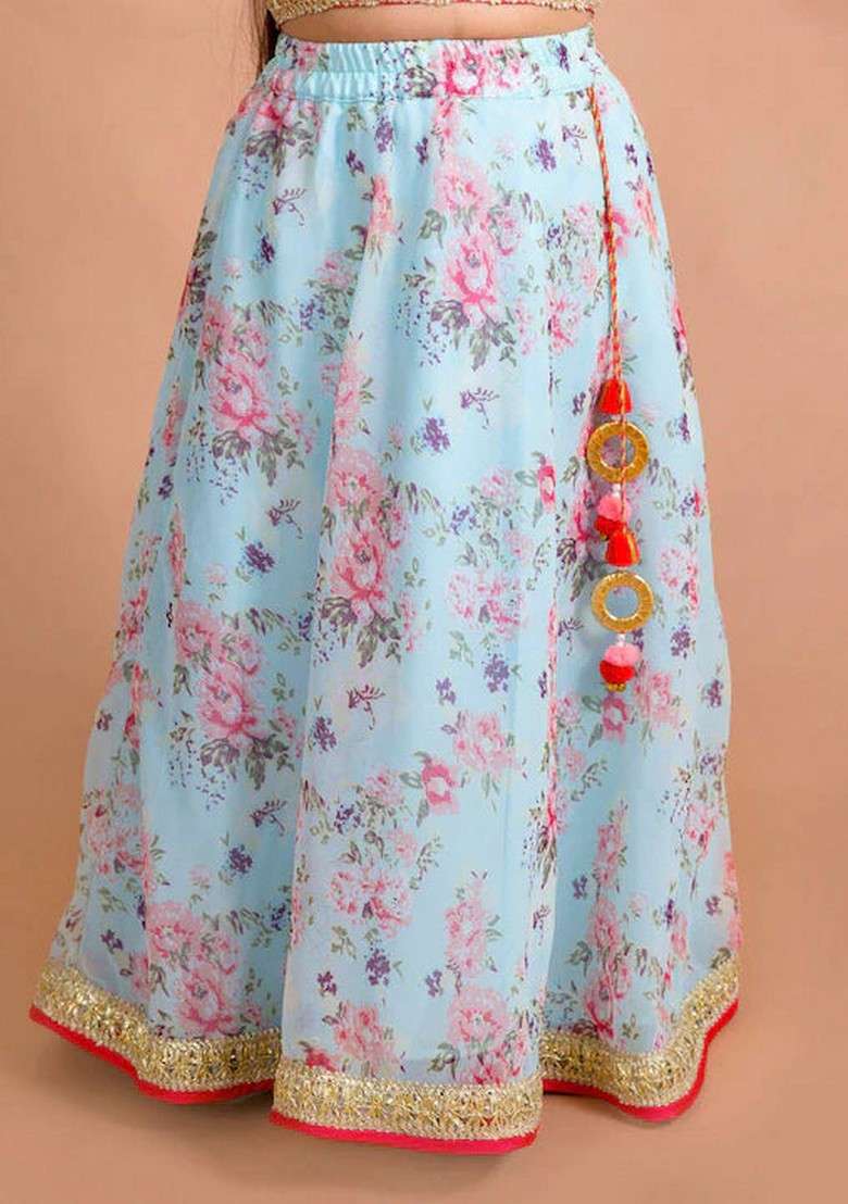 Red Lehenga With Blouse With Dupatta (Set of 3) - Indya