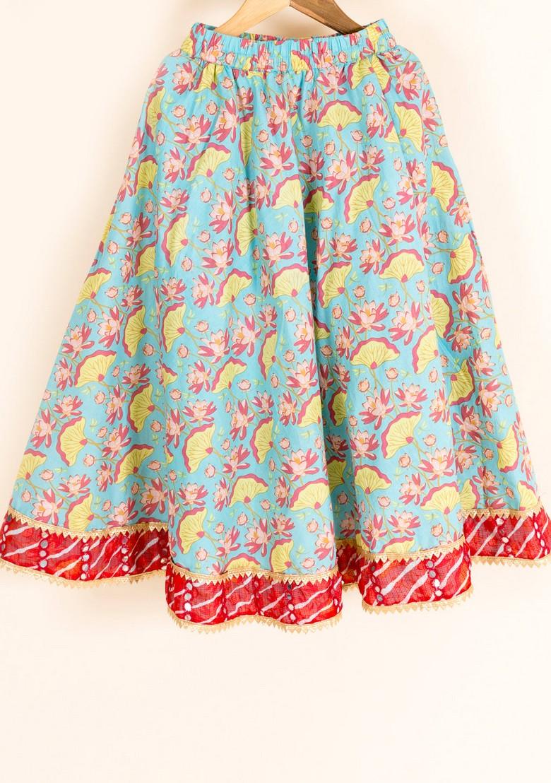 Green Printed Lehenga With Blouse (Set of 2)