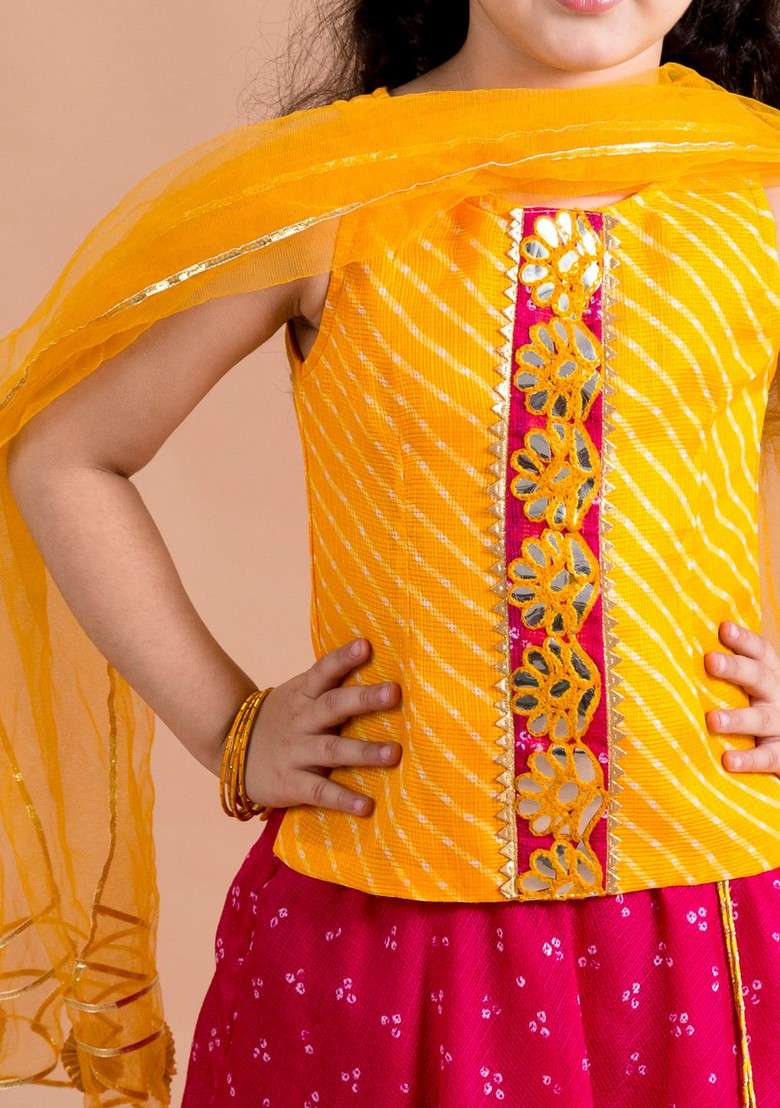 Magenta Embroidered Lehenga With Blouse With Dupatta (Set of 3) - Indya