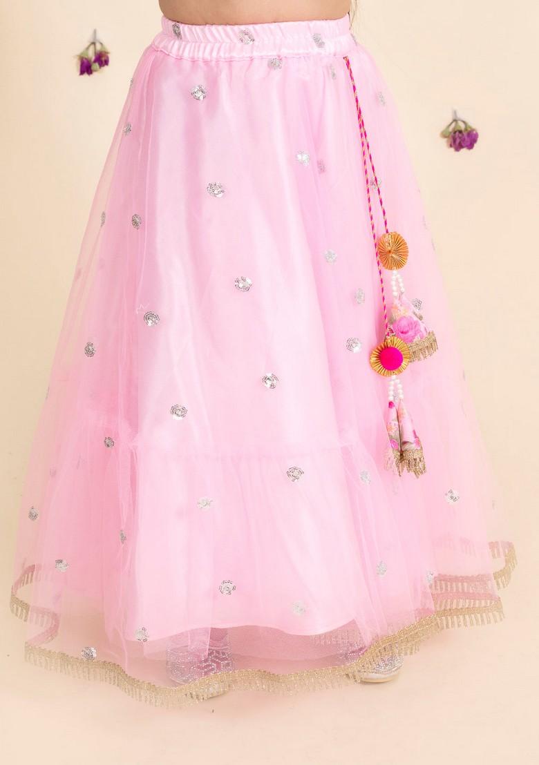 Pink Embellished Lehenga With Blouse With Dupatta (Set of 3)