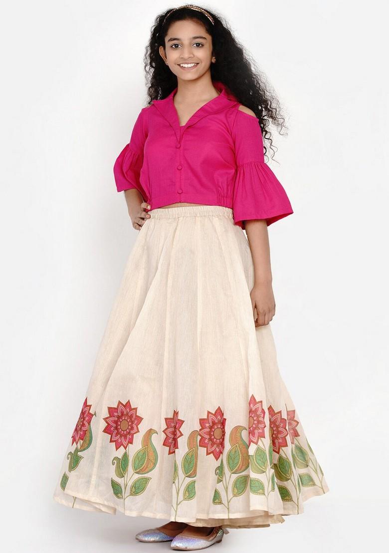 Pink Printed Lehenga With Blouse (Set of 2)