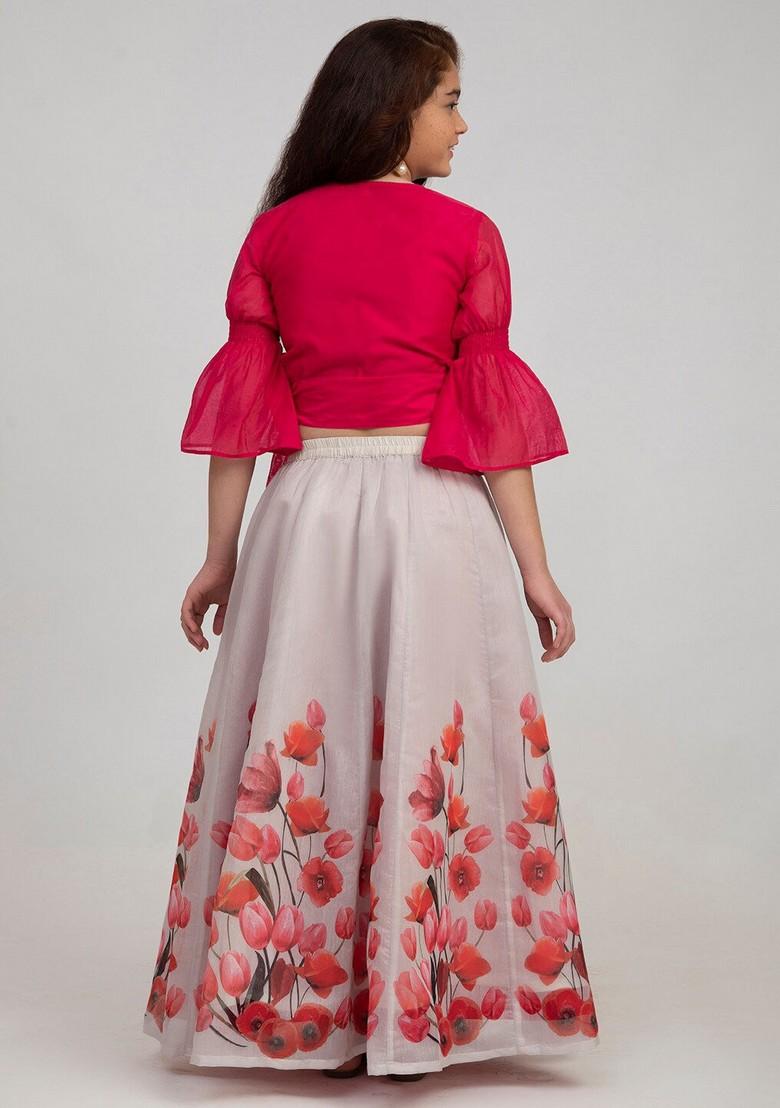 Pink Printed Lehenga With Blouse (Set of 2)