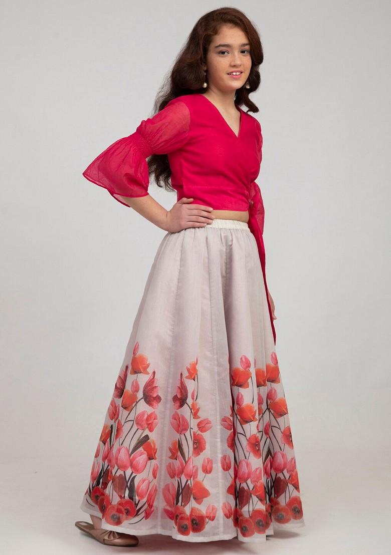 Pink Printed Lehenga With Blouse (Set of 2)