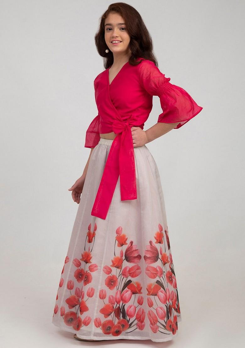 Pink Printed Lehenga With Blouse (Set of 2)