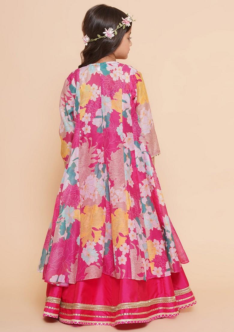 Pink Printed Lehenga With Blouse And Dupatta (Set of 3)