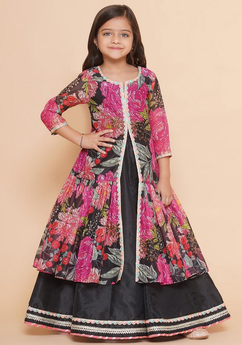 Black Printed Lehenga With Blouse (Set of 2)