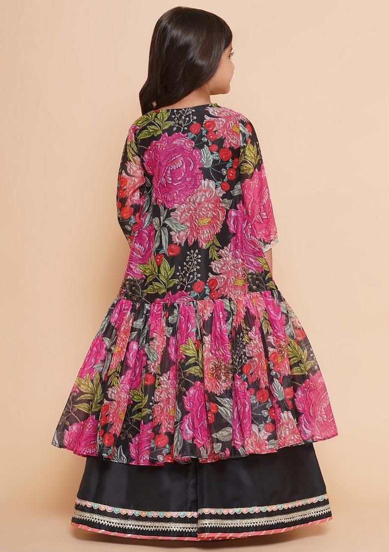 Black Printed Lehenga With Blouse (Set of 2)
