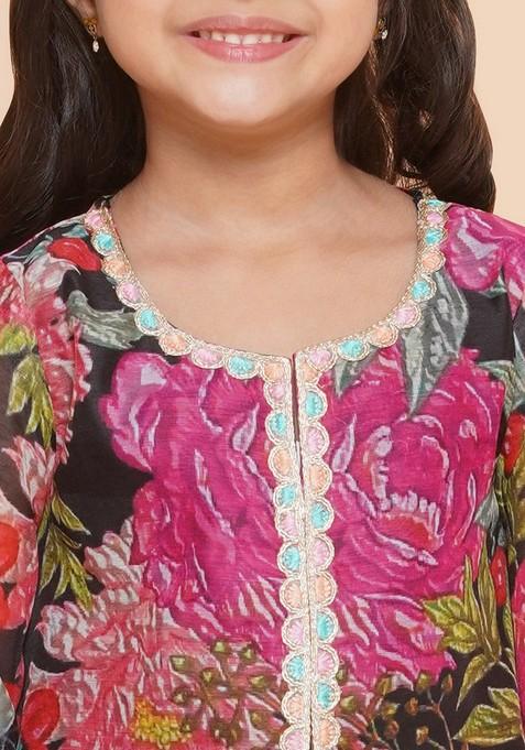 Black Printed Lehenga With Blouse (Set of 2)